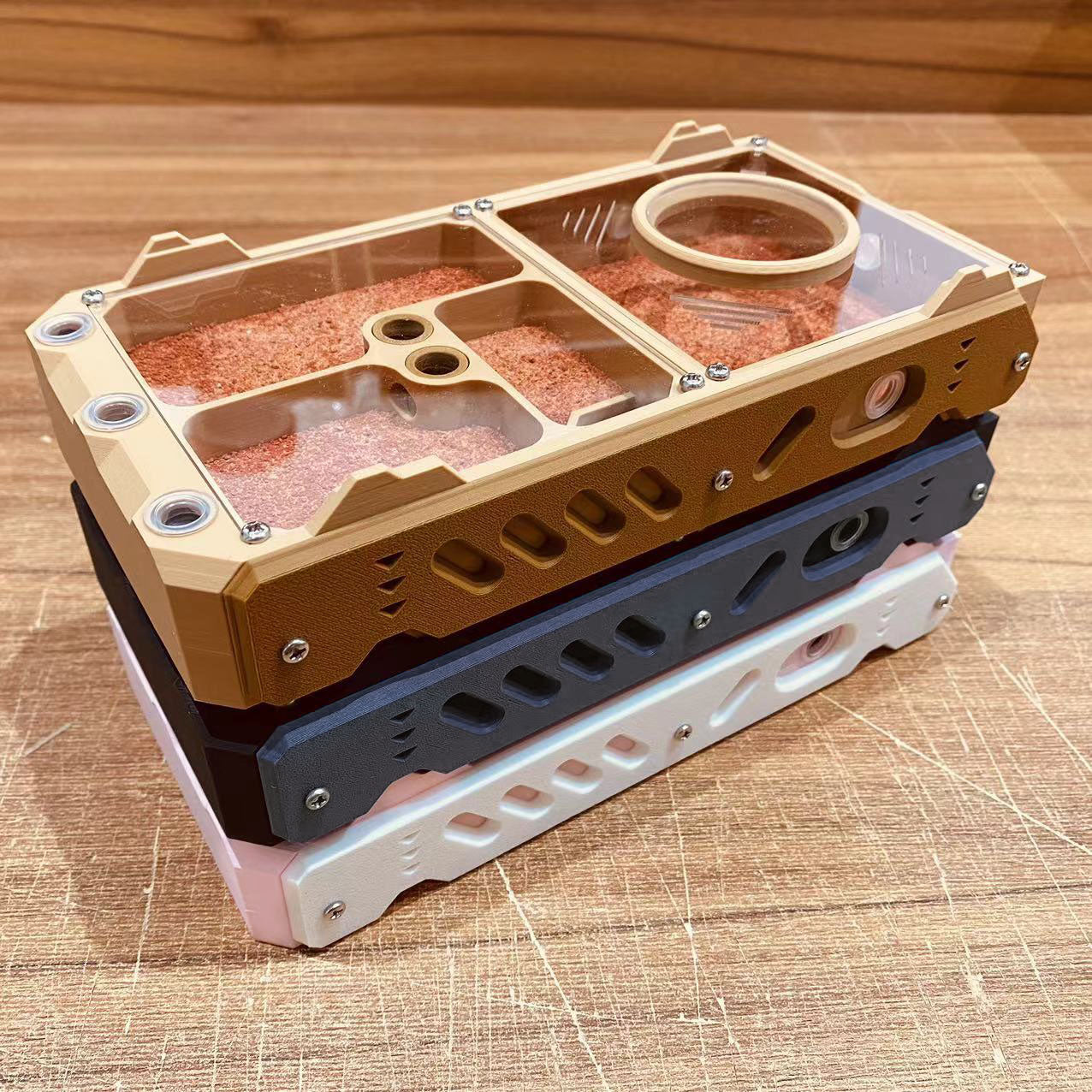 Adjustable-Chamber Gypsum Ant Nest - Stackable Acrylic Formicarium with Partition Knobs + Beginner Kit